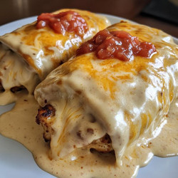Cheesy Chicken Enchiladas With Creamy Sauce